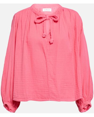 Velvet Kathleen Cotton Gauze Top - Pink