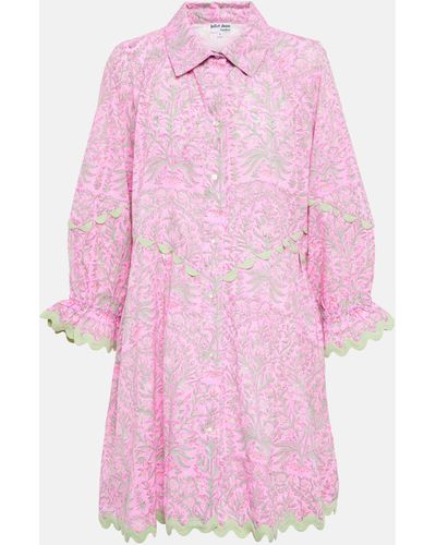 Juliet Dunn Floral Embroidered Cotton Minidress - Pink