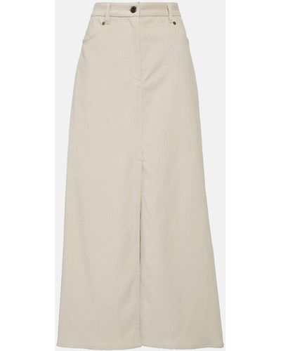 Brunello Cucinelli Cotton Corduroy Maxi Skirt - Natural