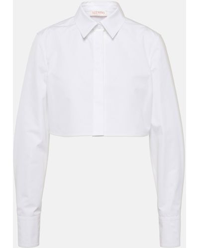 Valentino Cropped Cotton Poplin Shirt - White