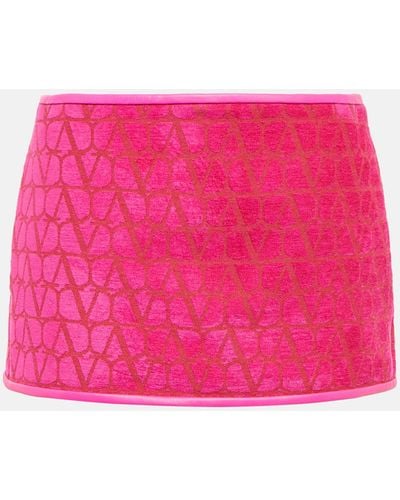 Valentino Toile Iconographe Velvet Miniskirt - Pink