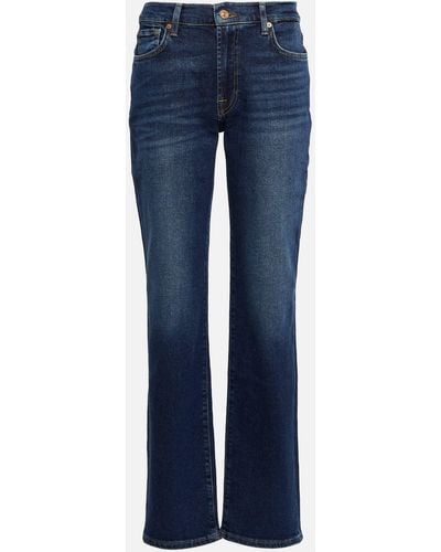 7 For All Mankind Ellie Mid-rise Straight Jeans - Blue