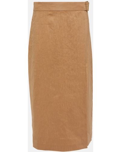 Vince Buckle Linen-blend Wrap Skirt - Natural