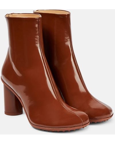 Bottega Veneta Patent Leather Ankle Boots - Brown
