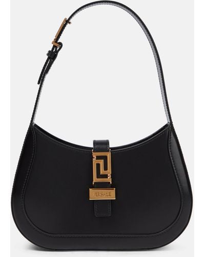 Versace Greca Goddess Small Leather Tote Bag - Black
