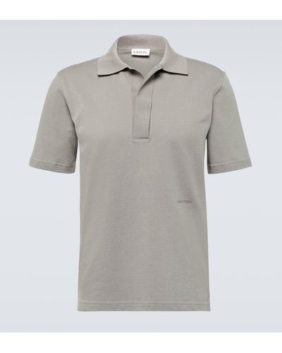Lanvin Cotton Pique Polo Shirt - Grey