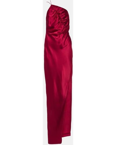The Sei One-shoulder Silk Charmeuse Gown - Red