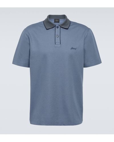 Brioni Cotton Pique Polo Shirt - Blue