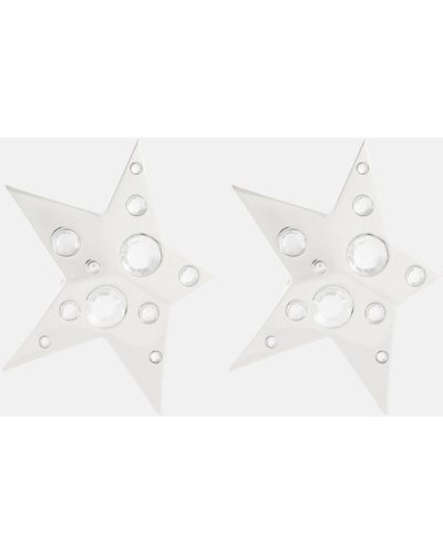 Area Crystal Star Earrings - White