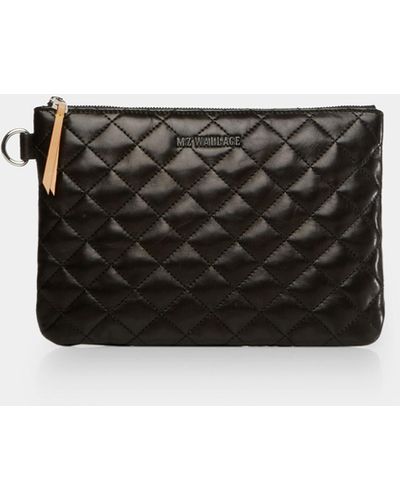 MZ Wallace Black Quilted Leather Small Metro Pouch