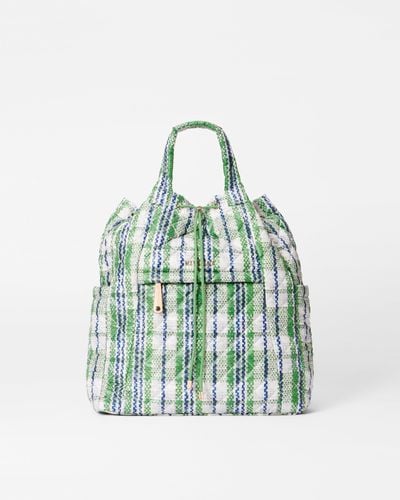MZ Wallace Spring Plaid Metro Convertible Backpack - Green