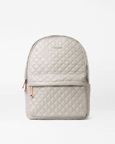 MZ Wallace Pewter Metro Backpack Deluxe - White