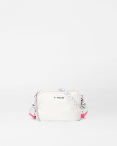 MZ Wallace Bright White With Iridescent Bowery Small Crossbody - Natural