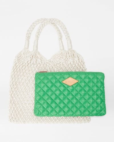 MZ Wallace Off White/grass Reef Knot Market Tote - Green