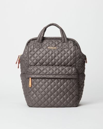 MZ Wallace Quilted Magnet Top Handle Backpack - Grey