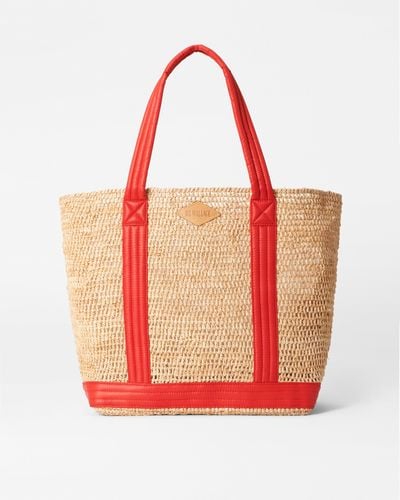 MZ Wallace Raffia With Cherry Large Raffia Tote - Red