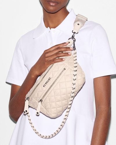 MZ Wallace Mushroom/pink Opal Leather Small Crosby Sling - White