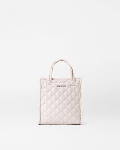 MZ Wallace Rose Rec With Sequin Mini Box Tote - White