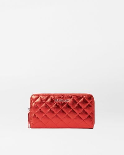 MZ Wallace Red Candy Long Zip Round Wallet