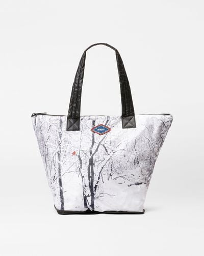 MZ Wallace Winter Cardinal Print Packable Market Tote - White