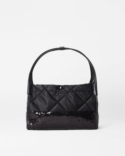 MZ Wallace Black With Sequin Quilted Small Madison Shoulder