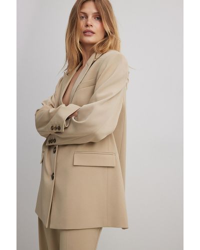 NA-KD Classic Oversized Getailleerde Blazer - Naturel