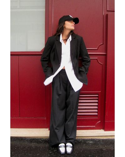 NA-KD Kostuumbroek Met Halfhoge Taille En Voorzakdetail - Zwart
