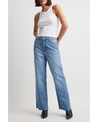 NA-KD Lojsan Wallin X Rechte Jeans Met Hoge Taille Op De Rug - Blauw