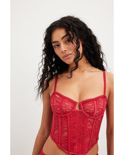 NA-KD Cut Out Detailed Corset - Red