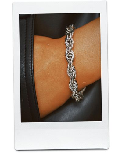 NA-KD Accessories Gerecycleerde Chunky Schakelarmband Met Touw - Metallic