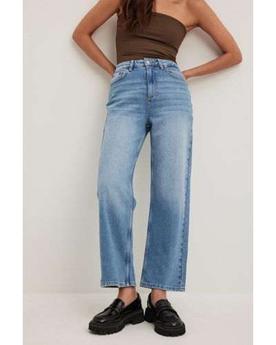 NA-KD Cropped Jeans Met Hoge Taille - Blauw