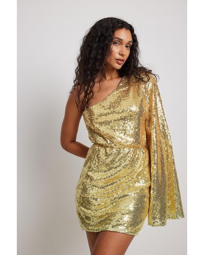 NA-KD Gold Sequin Maxi Dress | Lyst UK