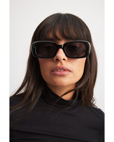 NA-KD Rectangular Retro Look Sunglasses - Zwart