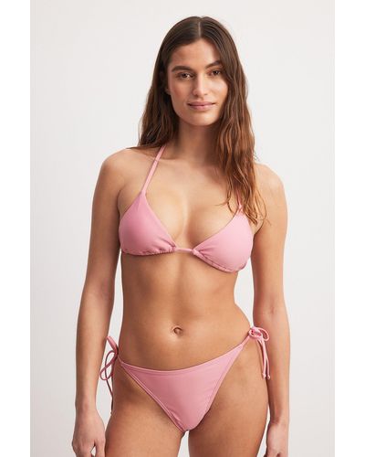 NA-KD Swimwear Bikinibroekje Met Strikbandjes - Roze
