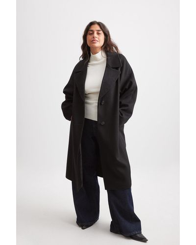 NA-KD Oversize Mantel aus Wollmischung - Schwarz