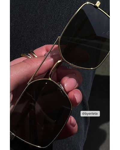 NA-KD Gold Wide Wire Frame Sunglasses - Metallic