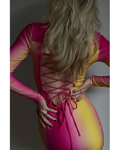 NA-KD Party Maxi-jurk Met Vetersluiting Op De Rug - Roze