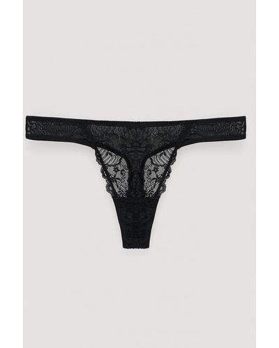 NA-KD Lingerie Klassieke String Met Halfhoge Taille En Kant - Zwart