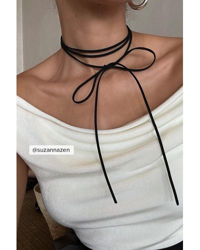 NA-KD Accessories Suede Strap Necklace - Zwart