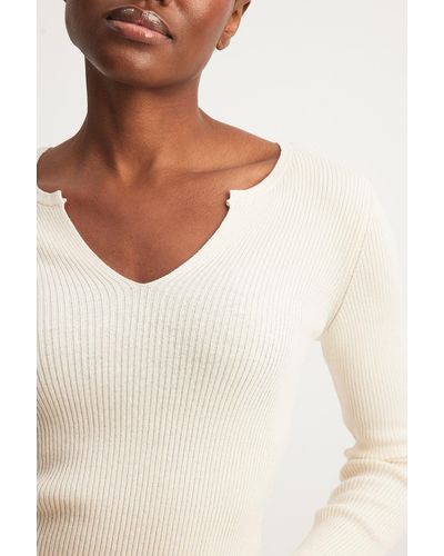 NA-KD Lichte Geribde Gebreide Sweater Met V-detail - Meerkleurig