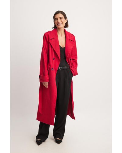 NA-KD Oversized Double-breasted Jas Van Corduroy - Rood
