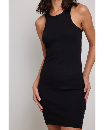 NA-KD Basic Geribbelde Mini-jurk - Zwart