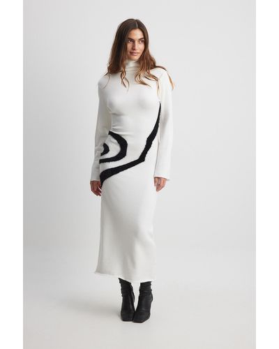 NA-KD Felicia Wedin X Gebreide Midi-jurk Met Contrasterende Details - Zwart