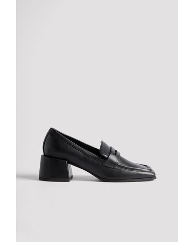 NA-KD Shoes Loafers Met Hak En Vierkante Neus - Zwart