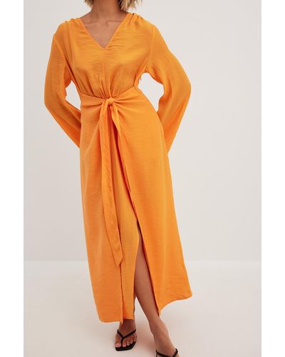NA-KD Boho Maxi-jurk Met Tailleband - Oranje
