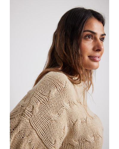NA-KD Oversized Gebreide Sweater Met Ronde Hals - Naturel