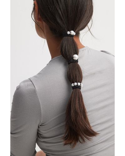 NA-KD Multipack Haarelastiek Met Parel - Zwart