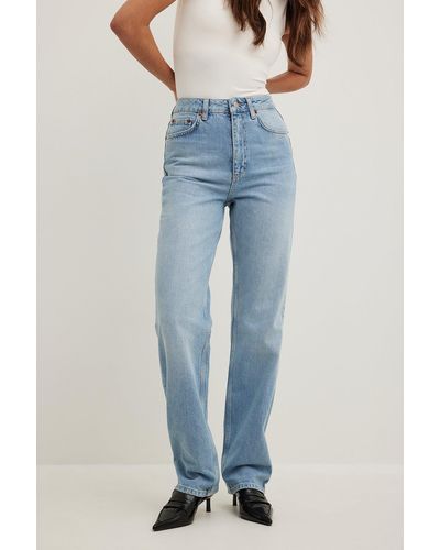 NA-KD Rechte Jeans Met Hoge Taille - Blauw