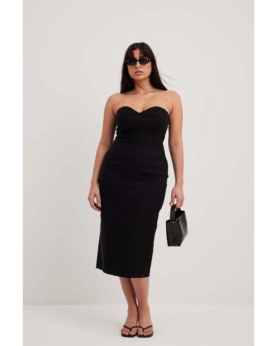 NA-KD Trend Hartvormige Bandeau Midi-jurk - Zwart