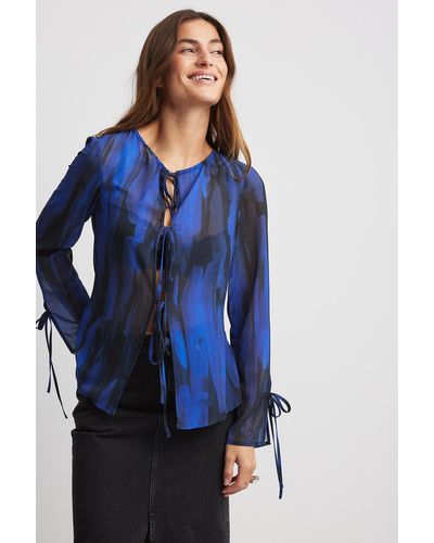 NA-KD Blouse Met Strik - Blauw